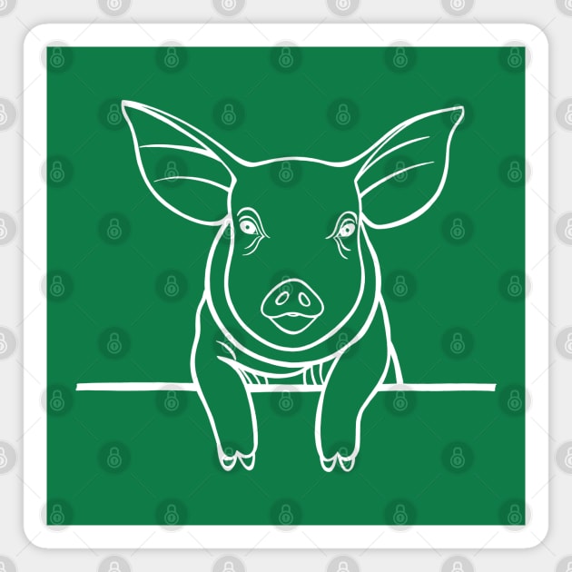 Little Piggy Drawing - cute pig design Magnet by Green Paladin